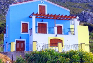 Blue villa exterior